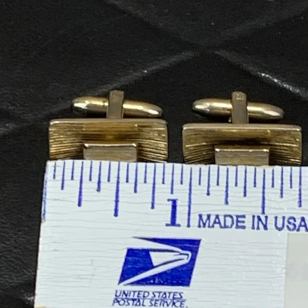Vintage‎ Textured Gold Tone Double Square Cufflinks Mens Dress Shirt Accessories